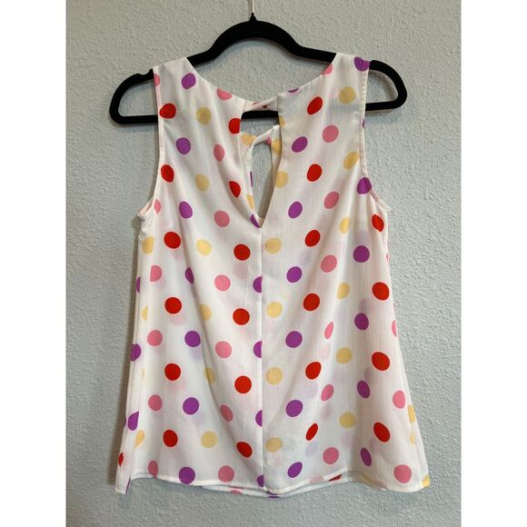 ModCloth Tank Top White Polka Dot Size Medium a636 - Picture 1 of 5